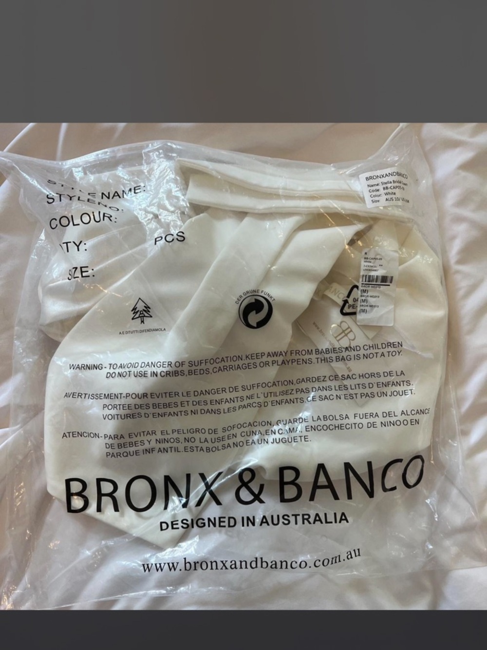 Bronx and Banco Stella Bridal Gown White One-Shoulder Asymmetric with Bow Detail - Picture 4 of 5
